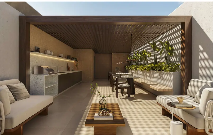 Lounge gourmet com terraço no rooftop do Soul Rio Barão de Icaraí