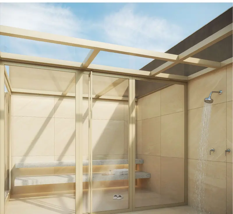 Sauna do Soul Rio Barão de Icaraí com ducha e cobertura de vidro